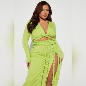Lime Green "Reina" Rope Skirt Set
